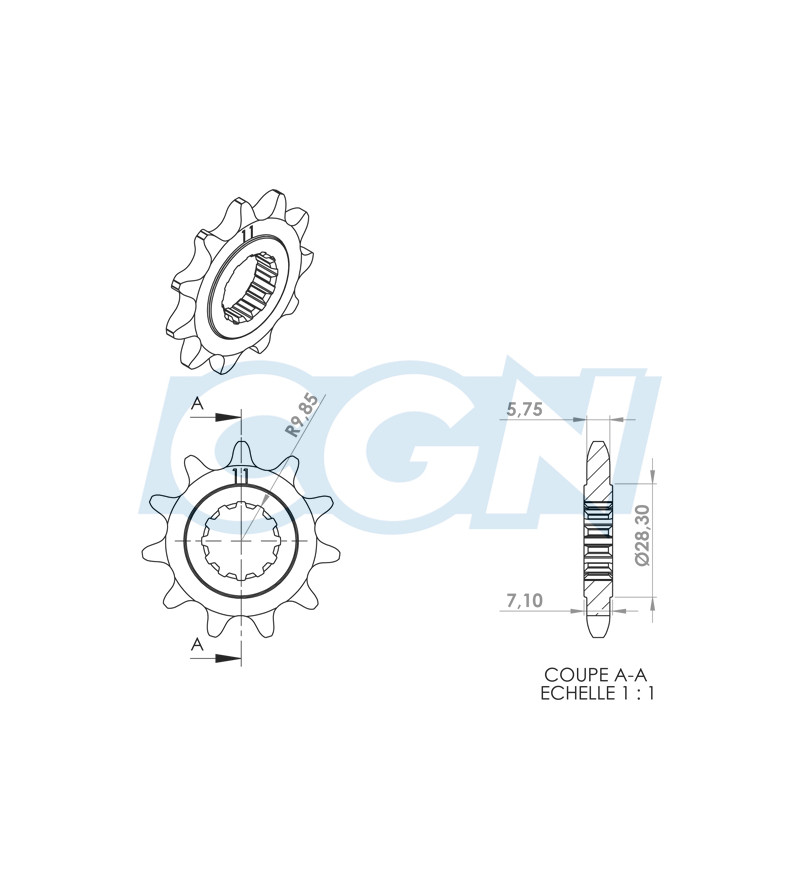 PIGNON MECABOITE A11 TEKNIX ADAPT. AM6 420 11 DTS