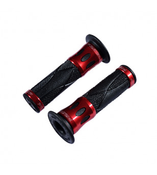 REVETEMENT/POIGNEE PROGRIP ROAD 728 NOIR/ROUGE (PR) BAGUE ALU 122MM