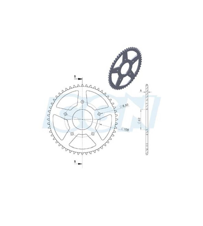 COURONNE MECABOITE 17 ADAPT. XR7/XP7 SM/XPS 0508/XSM/RRX SPIKE/SMX 420 52DTS D62 5 FIX