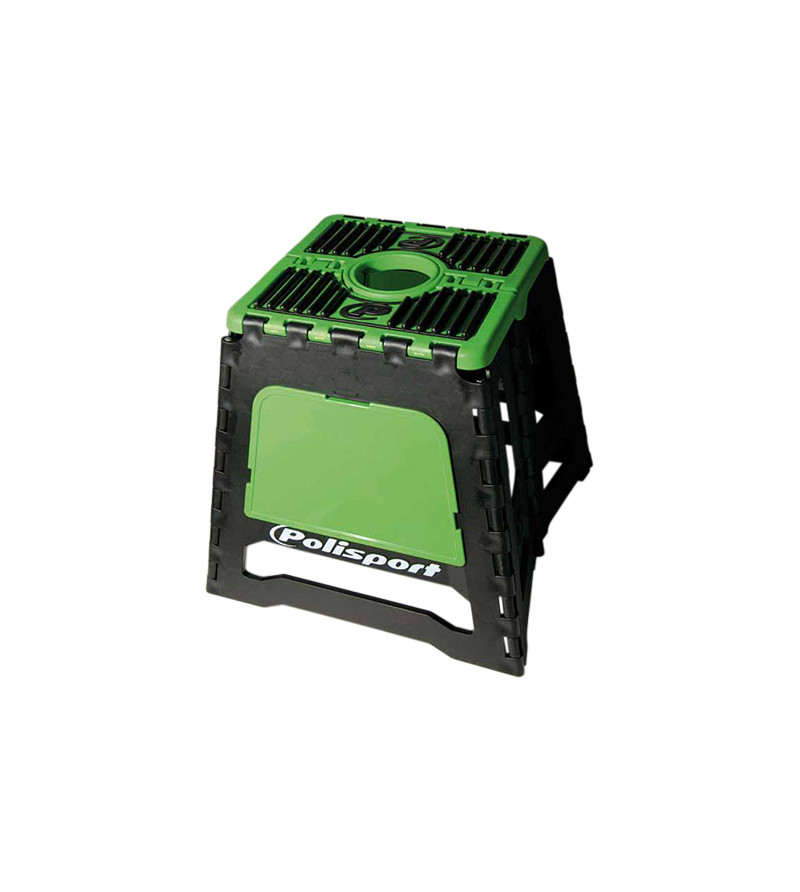 SUPPORT/BEQUILLE MOTO POLISPORT PLIABLE POUR STAND (MAINTENANCE) VERT CHARGE MAXI 250KG