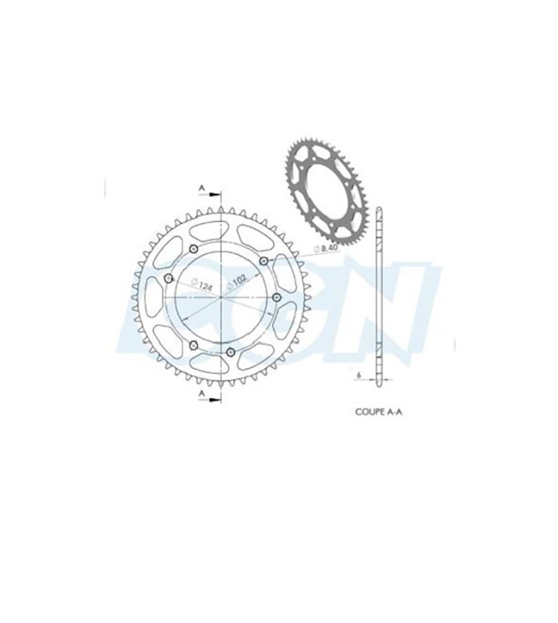 COURONNE MECABOITE 10 ADAPT. SENDA DRD PRO/RACING/EVO/BLACK DEVIL 420 48DTS D102 FIX 3X2