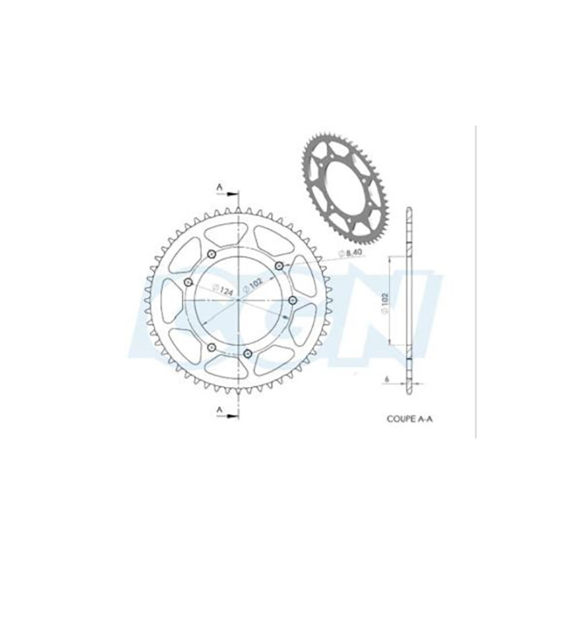 COURONNE MECABOITE 10 ADAPT. SENDA DRD PRO/RACING/EVO/BLACK DEVIL 420 52DTS D102 FIX 3X2