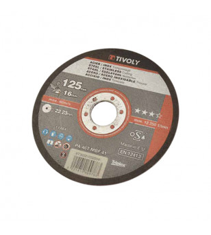 DISQUE MEULEUSE/LAPIDAIRE A TRONCONNER ACIER ET INOX DIAMETRE 125 EPAISSEUR 1.6 MM (X1)