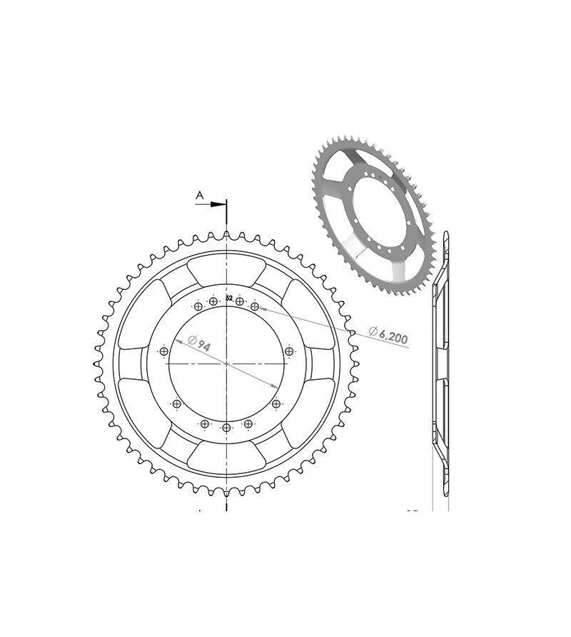 COURONNE CYCLO 26 ADAPT. MBK 51V/41 52DTS (D94)  11 TROUS