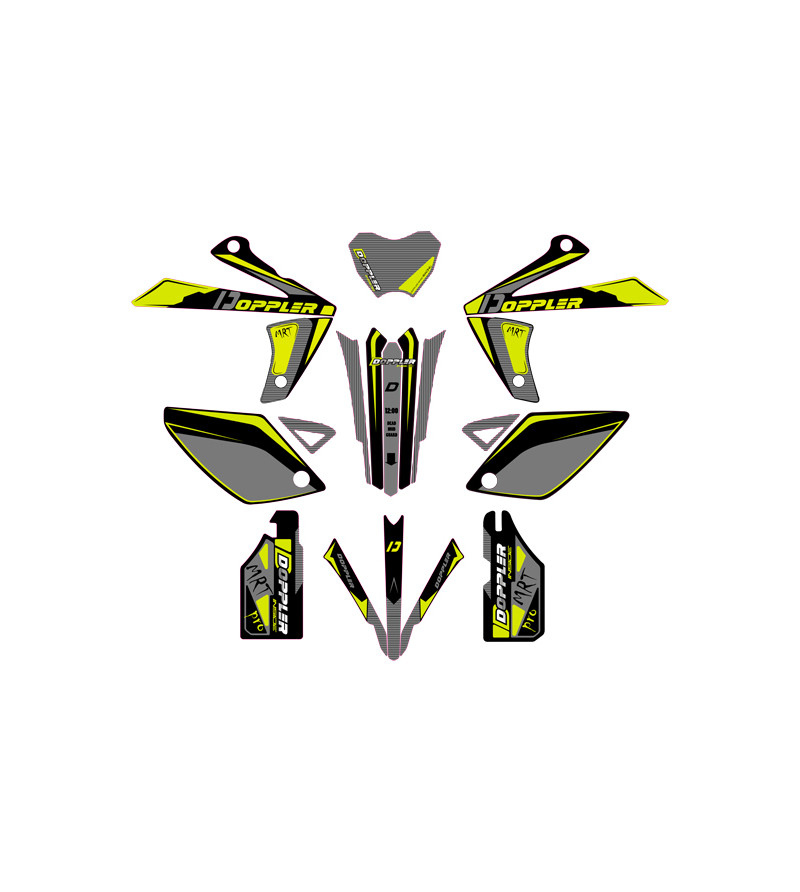 KIT DECO/AUTOCOLLANT DOPPLER ADAPT. RIEJU MRT/MRT PRO/MARATHON NOIR/GRIS/JAUNE FLUO 50 À BOITE sur le site du spécialiste des...