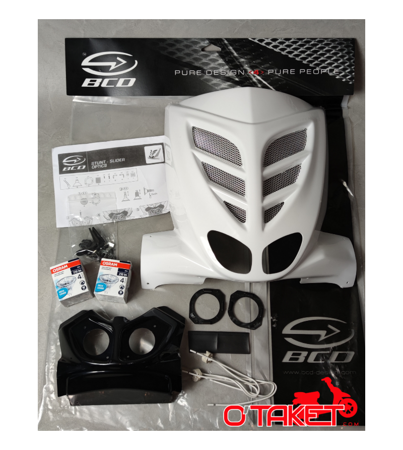 Face BCD avant + grille double optique WHITE OUT Stunt/Slider adaptable MBK/YAMAHA (non homologué) Accueil sur le site du spé...