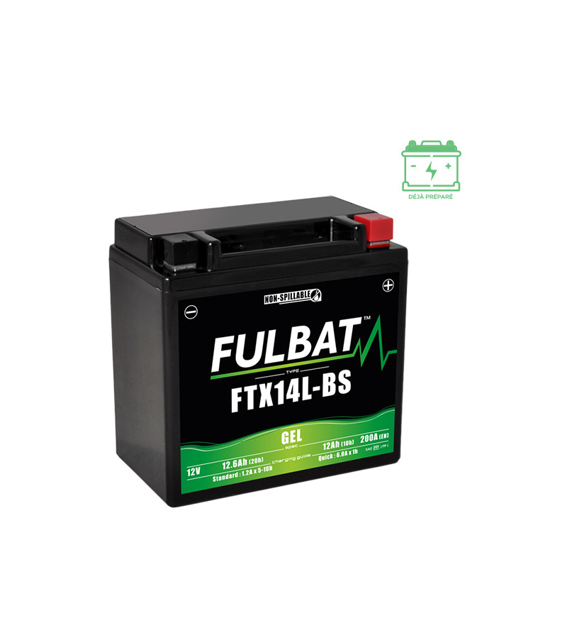 BATTERIE FTX14L-BS FULBAT 12V12AH LG150 L87 H145  (GEL - SANS ENTRETIEN) - ACTIVEE USINE