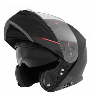 CASQUE MODULABLE NOX N965 SUPRA NOIR MAT/ROUGE T55-56 S