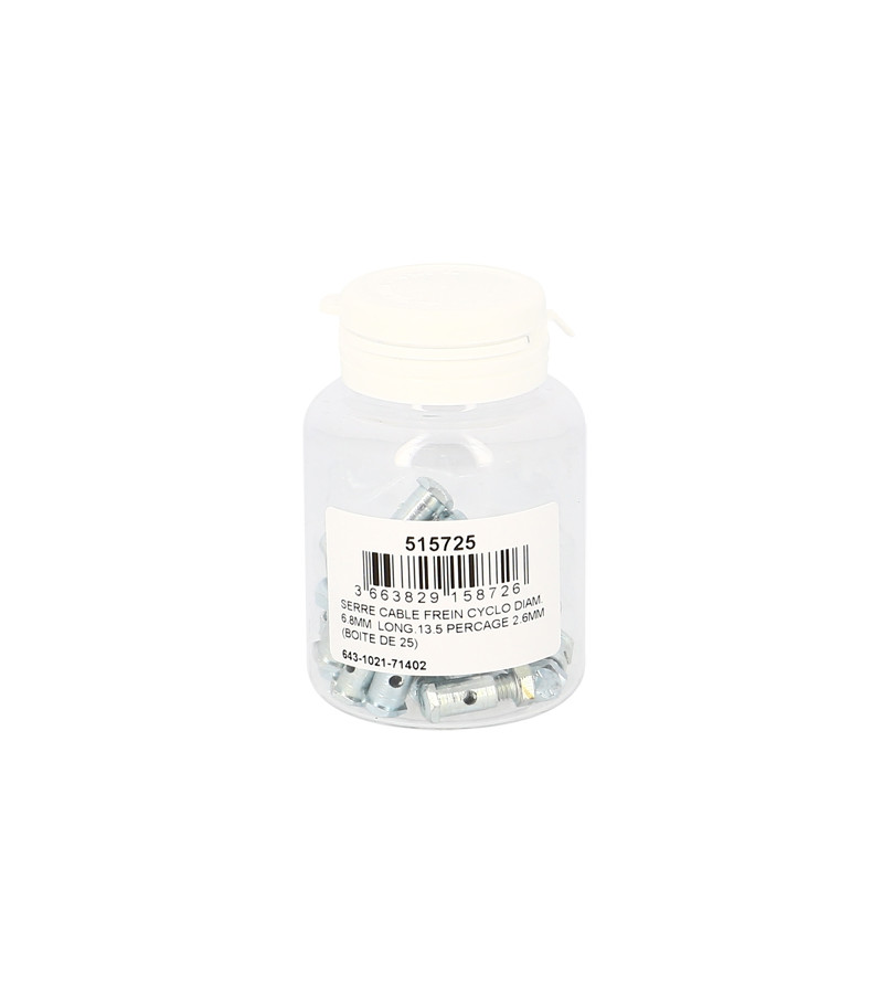 SERRE CABLE FREIN CYCLO DIAM. 6.8MM LONG.13.5 PERCAGE 2.6MM (BOITE DE  25)