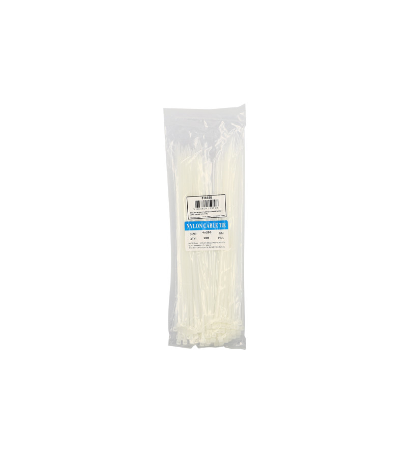 COLLIER RILSAN PLASTIQUE TRANSPARENT LONG 3,6X250 MM (X100)