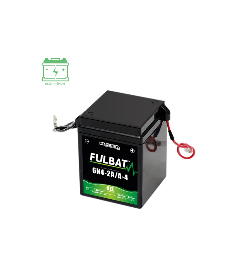 BATTERIE 6N4-2A/A-4 FULBAT 6V4AH CLASSIC LG71 L71 H93 (GEL - SANS ENTRETIEN)-ACTIVEE USINE