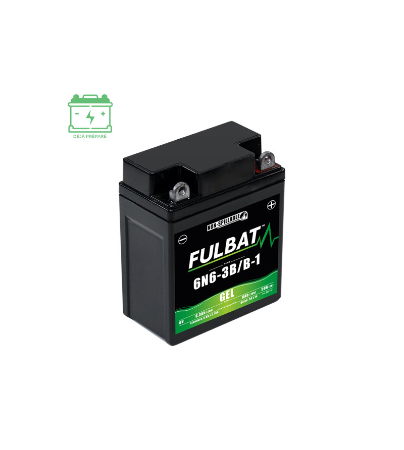 BATTERIE 6N6-3B FULBAT 6V6AH CLASSIC LG95 L57 H117  (GEL - SANS ENTRETIEN) - ACTIVEE USINE