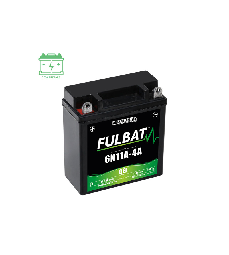 BATTERIE 6N11A-4A FULBAT 6V11AH CLASSIC LG121L58 H130 (GEL - SANS ENTRETIEN) - ACTIVEE