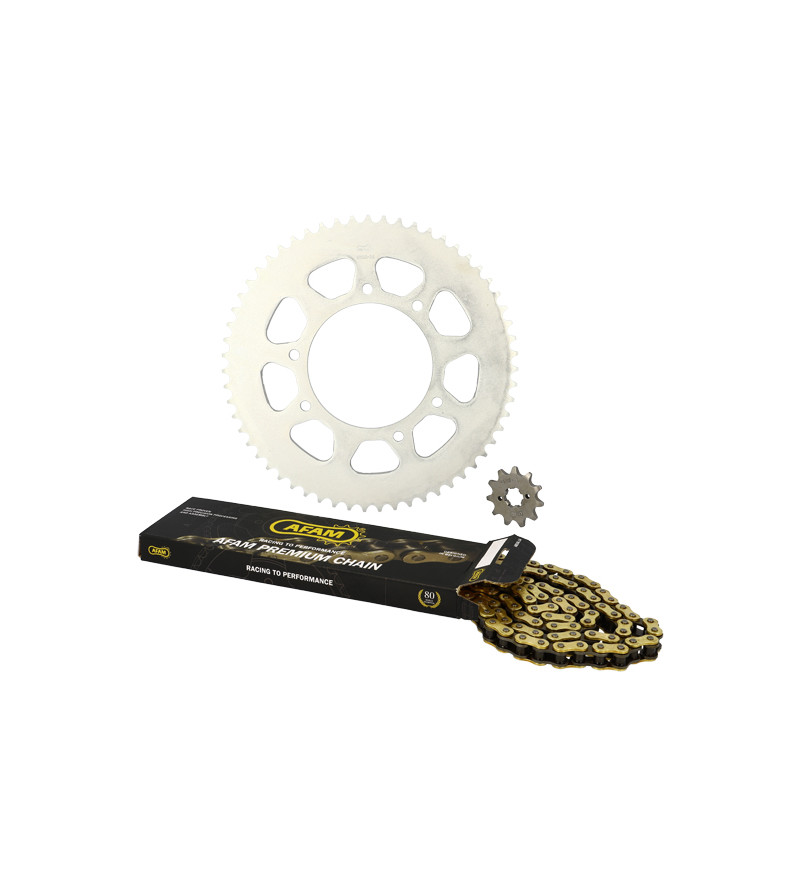 KIT CHAINE AFAM ADAPT. DERBI SENDA R XTREME/GILERA RCR/APRILIA RX 2018- 420 11X59