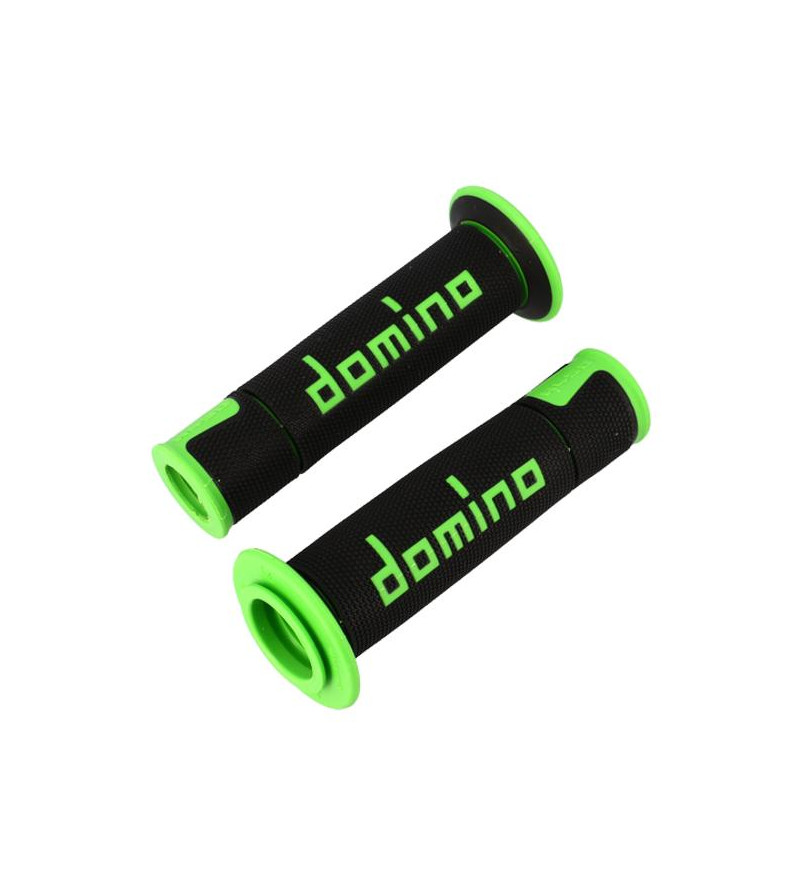 REVETEMENT/POIGNEE DOMINO A450 NOIR/VERT (PR) DEBOUCHE POUR EMBOUT GUIDON SCOOTER sur le site du spécialiste des deux roues O...