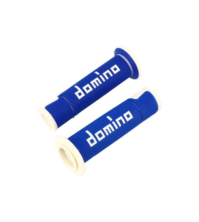 REVETEMENT/POIGNEE DOMINO A450 BLEU/BLANC (PR) DEBOUCHE POUR EMBOUT GUIDON SCOOTER sur le site du spécialiste des deux roues ...