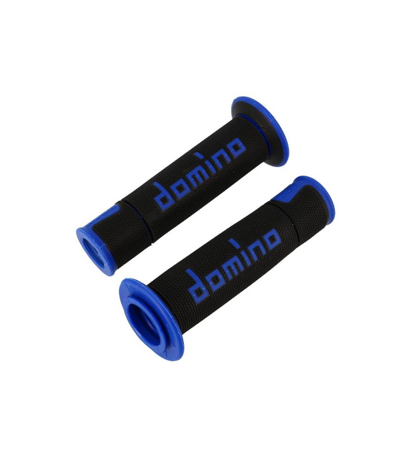 REVETEMENT/POIGNEE DOMINO A450 NOIR/BLEU (PR) DEBOUCHE POUR EMBOUT GUIDON SCOOTER sur le site du spécialiste des deux roues O...