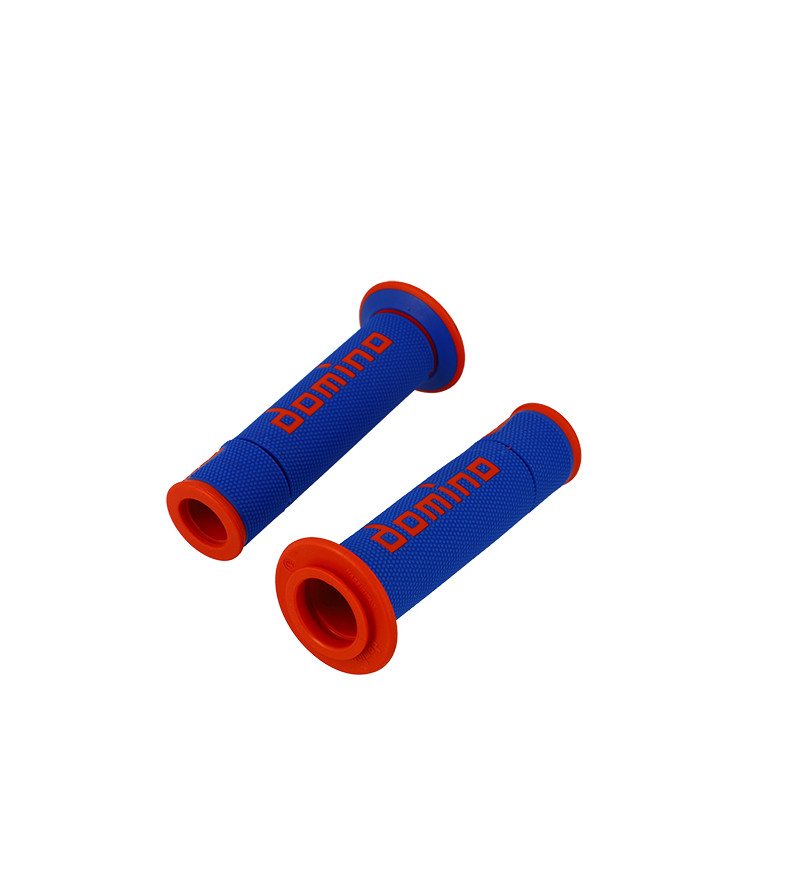 REVETEMENT/POIGNEE DOMINO A450 BLEU/ROUGE (PR) DEBOUCHE POUR EMBOUT GUIDON