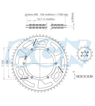 KIT CHAINE DOPPLER ORIGIN ACIER ADAPT. SENDA SM DRD/GPR NUDE/RS4 420 14X53DTS D108 FIX 6