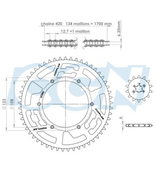 KIT CHAINE DOPPLER ORIGIN ACIER ADAPT. SENDA SM DRD/GPR NUDE/RS4 420 14X53DTS D108 FIX 6