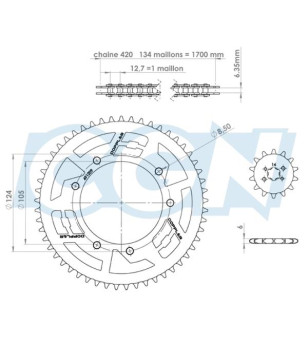 KIT CHAINE DOPPLER ORIGIN ACIER ADAPT. DERBI/SENDA 00-/GILERA SMT/RCR/RX/SX (14X53) D105 50 À BOITE sur le site du spécialist...