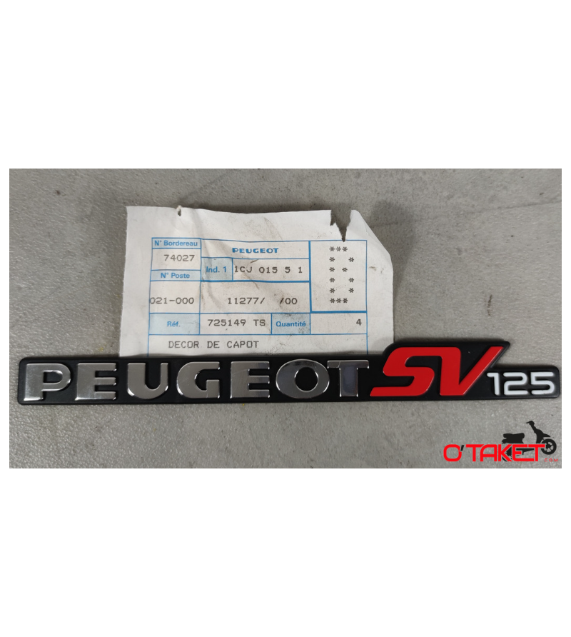Logo/Décor de capot PEUGEOT SV 125 Accueil sur le site du spécialiste des deux roues O-TAKET.COM