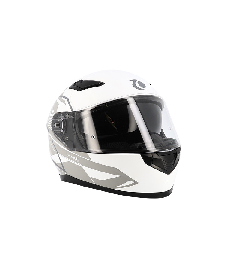 CASQUE INTEGRAL DOUBLE ECRAN TRENDY T-604 CHACTAS GRIS/BLANC MAT T60-61 XXL