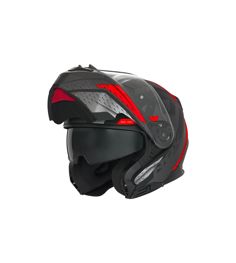 CASQUE MODULABLE NOX N966 FOCAL NOIR MAT/ROUGE T53-54 XS ÉQUIPEMENTS sur le site du spécialiste des deux roues O-TAKET.COM