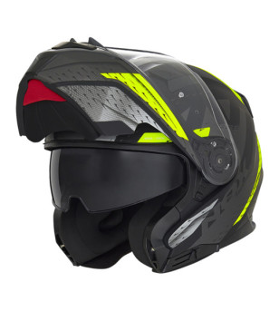 CASQUE MODULABLE NOX N966 FOCAL NOIR MAT/JAUNE FLUO T53-54 XS ÉQUIPEMENTS sur le site du spécialiste des deux roues O-TAKET.COM