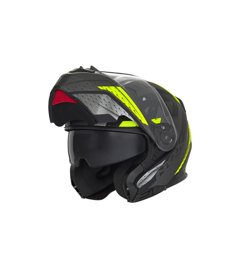CASQUE MODULABLE NOX N966 FOCAL NOIR MAT/JAUNE FLUO T59-60 L ÉQUIPEMENTS sur le site du spécialiste des deux roues O-TAKET.COM
