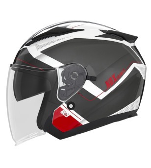 CASQUE JET DOUBLE ECRAN NOX N129 TRIOM BLANC/ROUGE T59-60 L ÉQUIPEMENTS sur le site du spécialiste des deux roues O-TAKET.COM