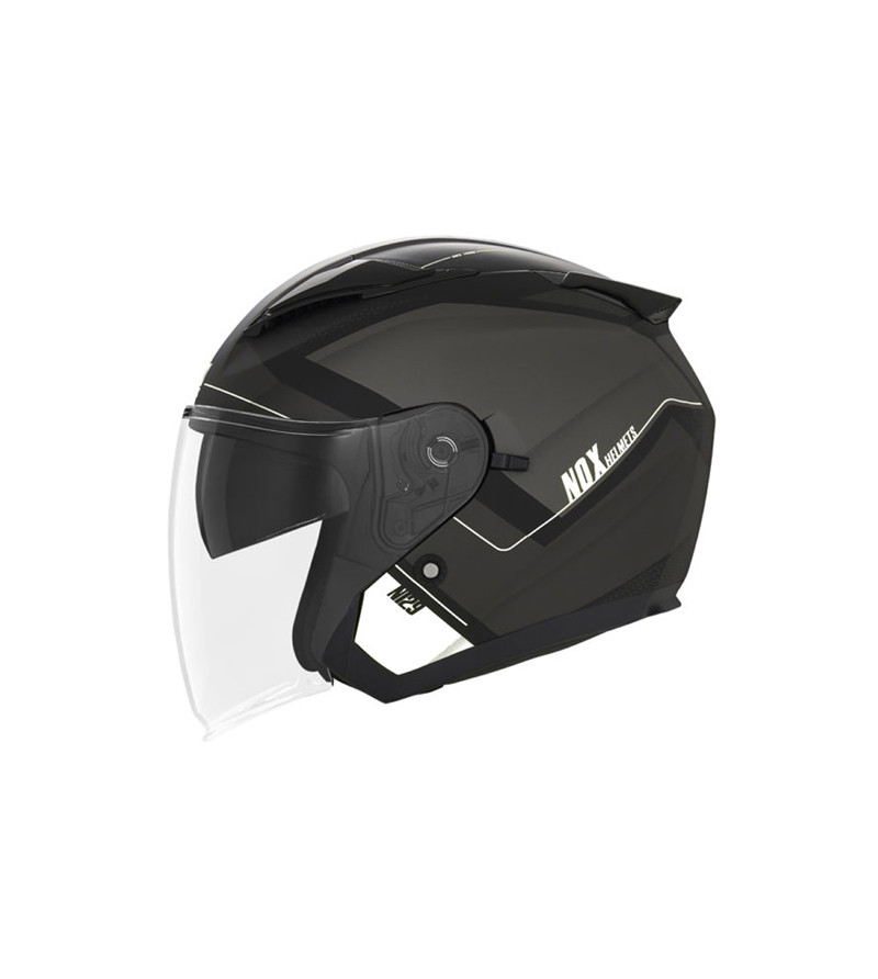 CASQUE JET DOUBLE ECRAN NOX N129 TRIOM NOIR MAT/BLANC T53-54 XS ÉQUIPEMENTS sur le site du spécialiste des deux roues O-TAKET...