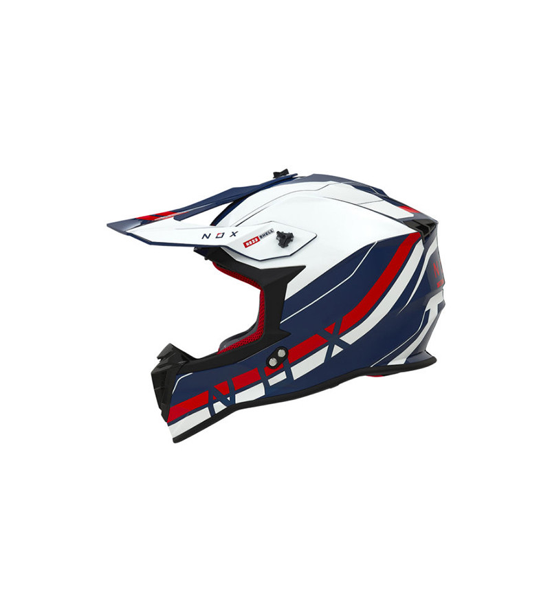 CASQUE CROSS NOX N633 AIRSHOCK BLANC/BLEU/ROUGE T61-62 XL ÉQUIPEMENTS sur le site du spécialiste des deux roues O-TAKET.COM