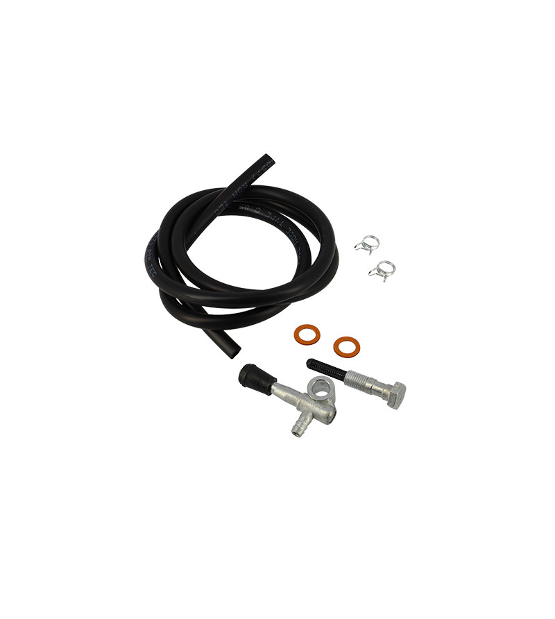 ROBINET ESSENCE CYCLO ADAPT. MBK 88 AV7  (KIT AVEC DURITE NOIR 1M + COLLIERS)