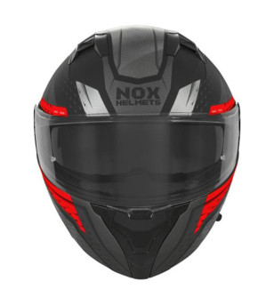 CASQUE MODULABLE NOX N966 FOCAL NOIR MAT/ROUGE T61-62 XL