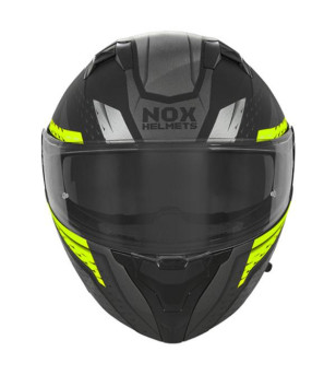 CASQUE MODULABLE NOX N966 FOCAL NOIR MAT/JAUNE FLUO T53-54 XS ÉQUIPEMENTS sur le site du spécialiste des deux roues O-TAKET.COM