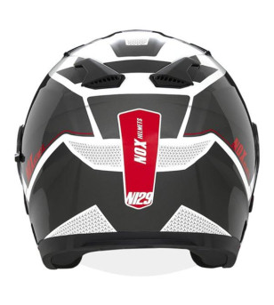 CASQUE JET DOUBLE ECRAN NOX N129 TRIOM BLANC/ROUGE  T61-62 XL