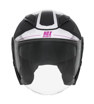 CASQUE JET DOUBLE ECRAN NOX N129 TRIOM NOIR MAT/ROSE T55-56 S ÉQUIPEMENTS sur le site du spécialiste des deux roues O-TAKET.COM