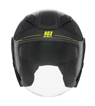 CASQUE JET DOUBLE ECRAN NOX N129 TRIOM NOIR MAT/JAUNE FLUO T53-54 XS ÉQUIPEMENTS sur le site du spécialiste des deux roues O-...