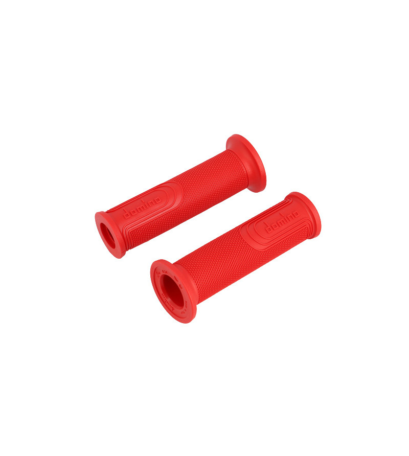 REVETEMENT/POIGNEE DOMINO STYLE ROUGE (PR) 120MM DEBOUCHE POUR EMBOUT GUIDON