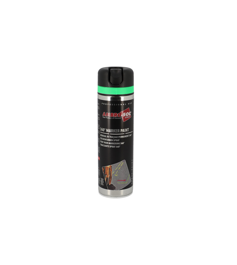 BOMBE PEINTURE AMBRO-SOL TRACAGE VERT FLUO (DIFFUSEUR À 360°) (AEROSOL500ML)
