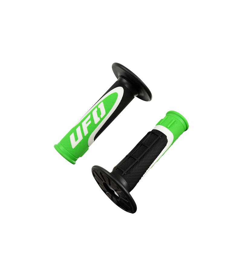 REVETEMENT/POIGNEE UFO AXIOM NOIR/VERT TRIPLE DENSITE (PR) 50 À BOITE sur le site du spécialiste des deux roues O-TAKET.COM