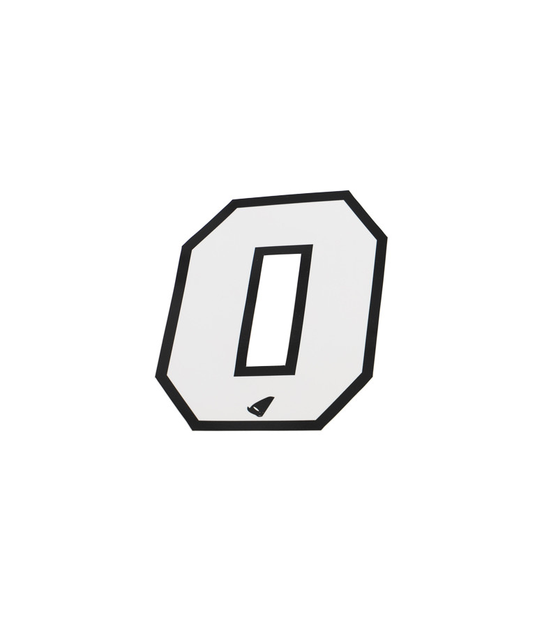 AUTOCOLLANT NUMERO CROSS 0 BLANC CONTOUR NOIR - HAUTEUR 13 CM (X5) MOTO sur le site du spécialiste des deux roues O-TAKET.COM