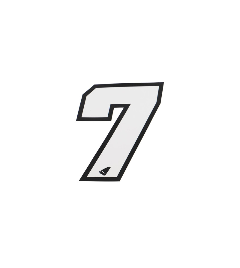 AUTOCOLLANT NUMERO CROSS 7 BLANC CONTOUR NOIR - HAUTEUR 13 CM (X5) MOTO sur le site du spécialiste des deux roues O-TAKET.COM