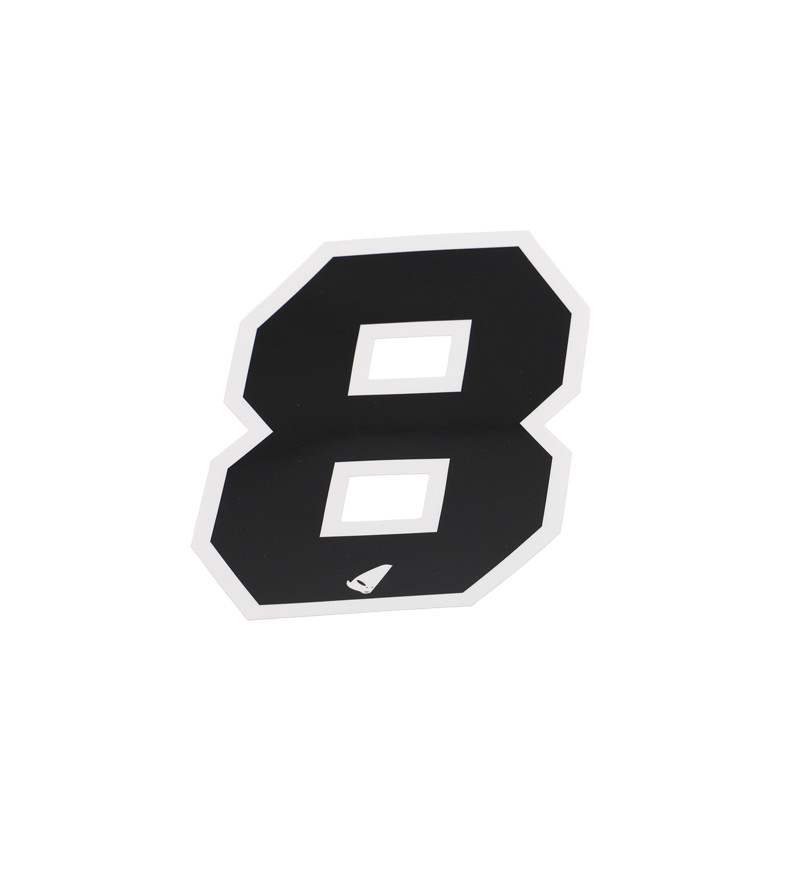 AUTOCOLLANT NUMERO CROSS 8 NOIR CONTOUR BLANC - HAUTEUR 13 CM (X5) MOTO sur le site du spécialiste des deux roues O-TAKET.COM