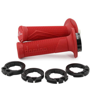 REVETEMENT/POIGNEE DOMINO D-LOCK CROSS/ENDURO/OFF ROAD ROUGE (PR) 116MM MOTO sur le site du spécialiste des deux roues O-TAKE...