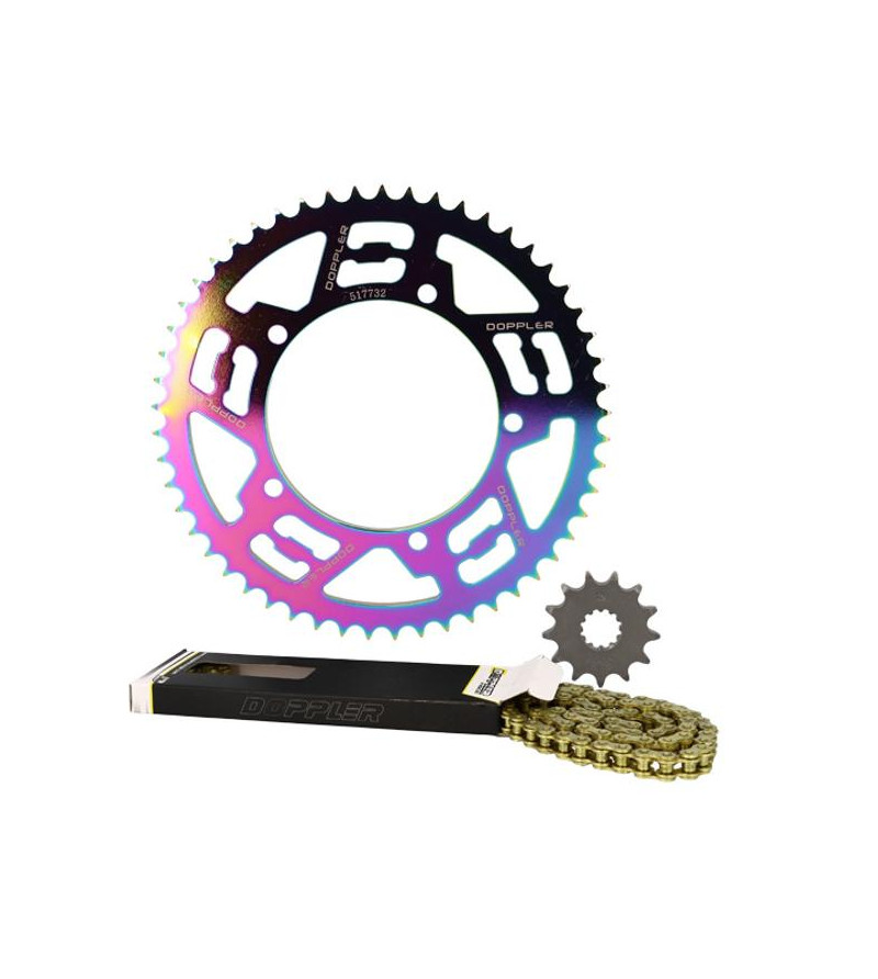 KIT CHAINE DOPPLER ALU ADAPT. SHERCO ENDURO/SM 428 13X53DTS D110 FIX 5 NEOCHROME 50 À BOITE sur le site du spécialiste des de...