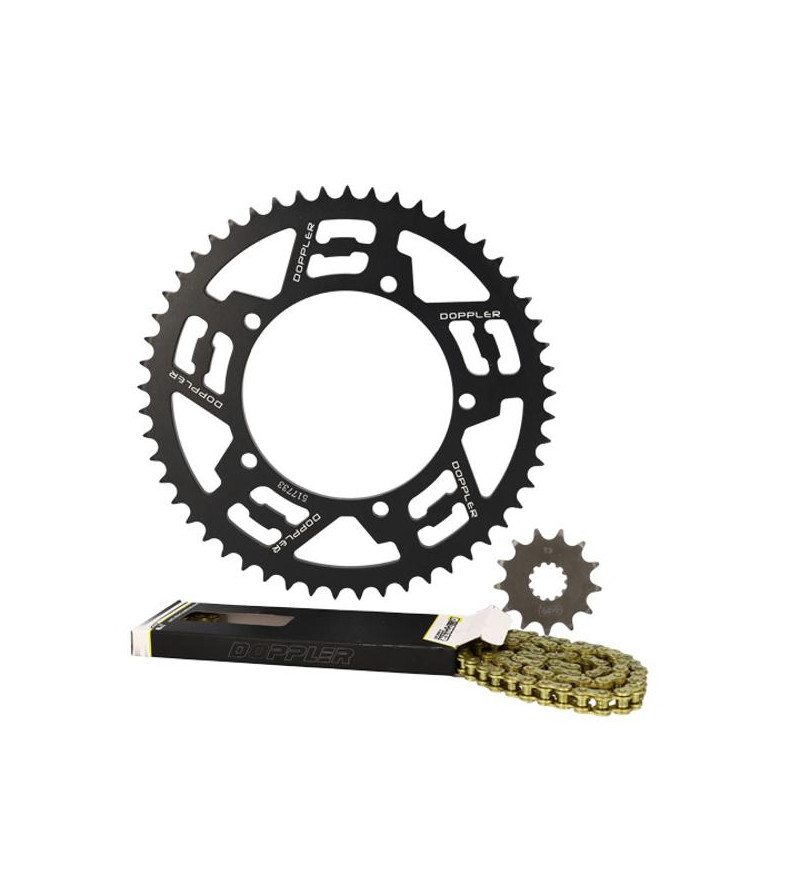 KIT CHAINE DOPPLER ALU ADAPT. SHERCO ENDURO/SM 428 13X53DTS D110 FIX 5 NOIR 50 À BOITE sur le site du spécialiste des deux ro...