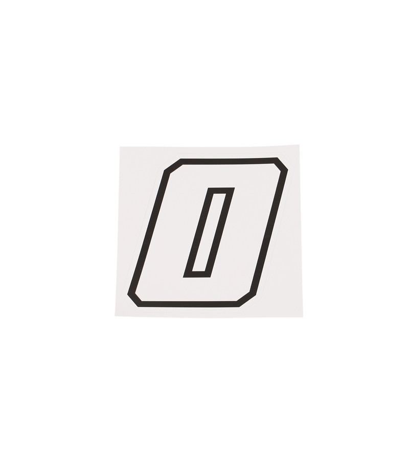 AUTOCOLLANT NUMERO DE COURSE MOTO 0BLANC CONTOUR NOIR - HAUTEUR 10 CM