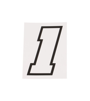 AUTOCOLLANT NUMERO DE COURSE MOTO 1BLANC CONTOUR NOIR - HAUTEUR 10 CM